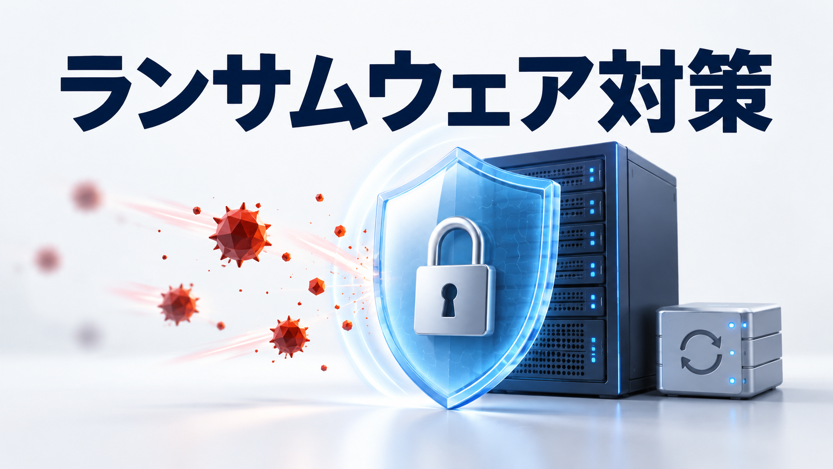 ランサムウェアからサーバーと重要データを守る対策のイメージ